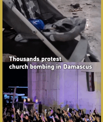 Damascus Church Bombing Sparks Mass Protests 🕊️✊ Damascus Church Bombing Sparks Mass Protests 🕊️✊ video poster