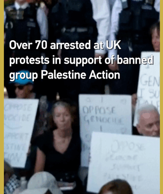 UK Protests Over Palestine Action Ban Lead to 70+ Arrests 🚨✊ UK Protests Over Palestine Action Ban Lead to 70+ Arrests 🚨✊ video poster