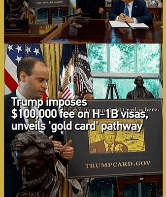 Trump Slaps $100K Fee on H-1B Visas, Unveils ‘Gold Card’ for Big Spenders ππΈ Trump Slaps $100K Fee on H-1B Visas, Unveils 'Gold Card' for Big Spenders ππΈ video poster
