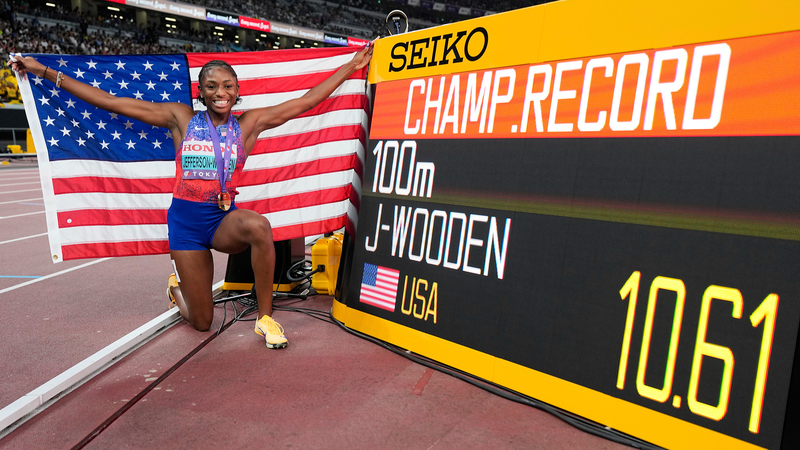 Jefferson-Wooden Blazes to World 100m Gold in Record Time 🏃♀️💨
