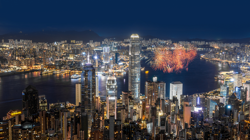 Hong Kong Lights Up Victoria Harbour for China's 76th National Day 🎆🇨🇳 video poster