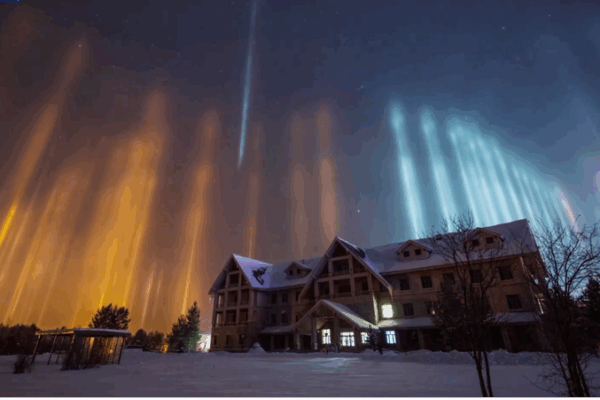 Rare Light Pillars Illuminate China’s Arctic Village 🌌