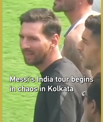 Messi's Kolkata Visit Sparks Chaos as Fans Riot Over Shortened Appearance 🌟⚽ video poster