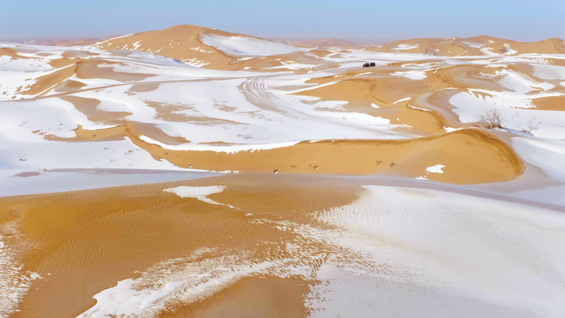 Ningxia's Winter Wonderland: Snow Meets Desert Dunes ❄️🏜️