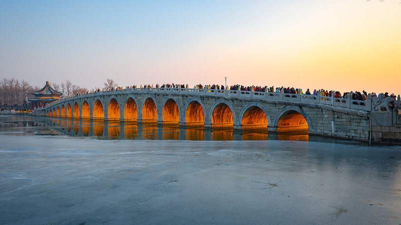 Beijing's Seventeen-Arch Bridge Lights Up Winter Skies 🌅 video poster