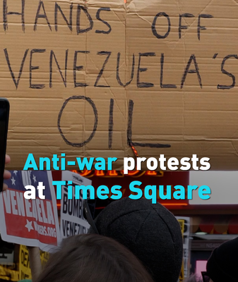 Times Square Erupts in Protest Against U.S. Military Moves in Venezuela 🌍✊ video poster
