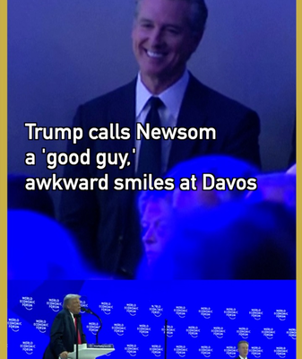 Trump Calls Newsom 'Good Guy' in Awkward Davos Moment 😅 video poster