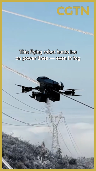 Flying Robot Zaps Ice on Power Lines—Even in Fog! ⚡❄️ video poster