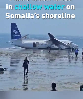 Plane Skids into Mogadishu Shoreline: All Passengers Safe 🛬🌊 video poster