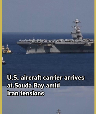 U.S. Aircraft Carrier Docks in Crete Amid Rising Iran Tensions 🚢⚡ video poster