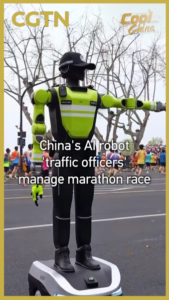 AI Robot Traffic Officers Debut at 2026 West Lake Marathon 🏃♂️🤖 video poster