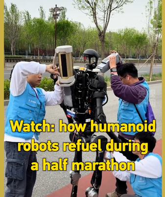 Humanoid Robot Completes Half Marathon with Real-Time Tech Support 🏃♂️🔋 video poster