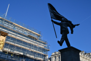 Banksy_Unveils__Blind_Patriotism__Statue_in_Heart_of_London
